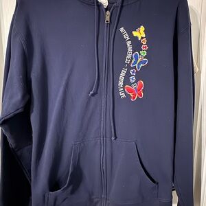 Navy Blue Autism Awareness Jacket with Colorful Butterfly Design